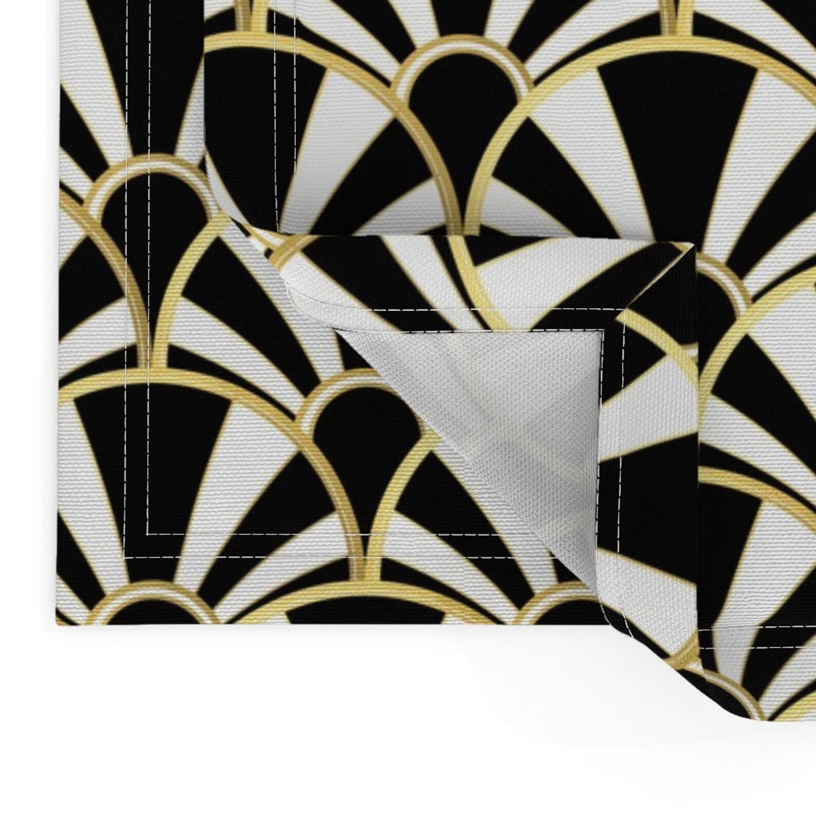 Art Deco Placemats set of 2 Art Deco Fan in Black White Etsy