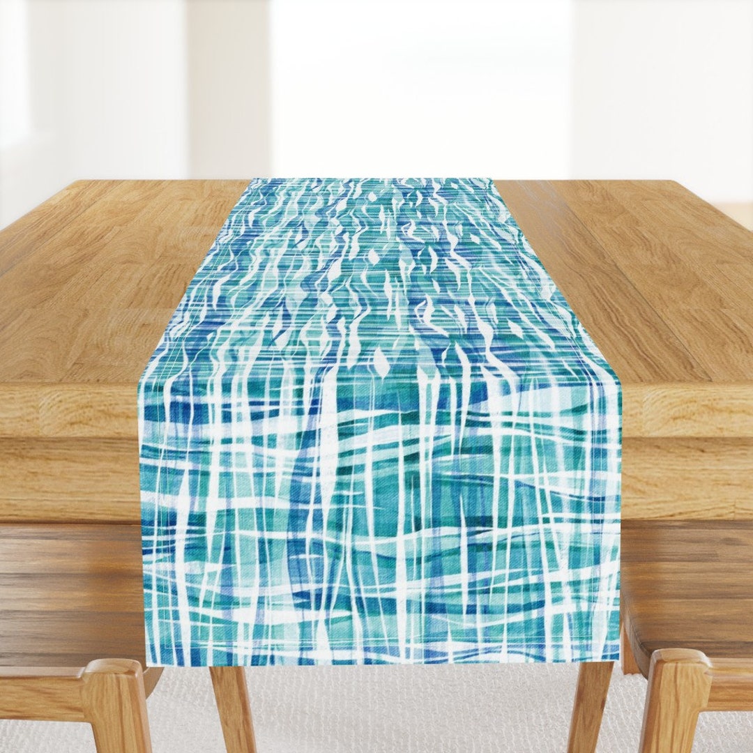Coastal Aqua Table Runner Ocean Dreams by Micklyn Sea Green Blue and