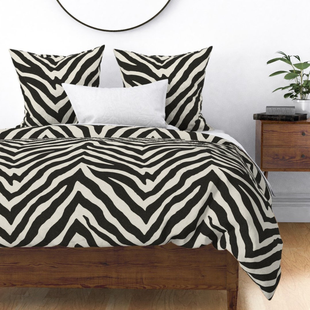 Zebra Duvet Cover Zebra Black and Tint by Etsy