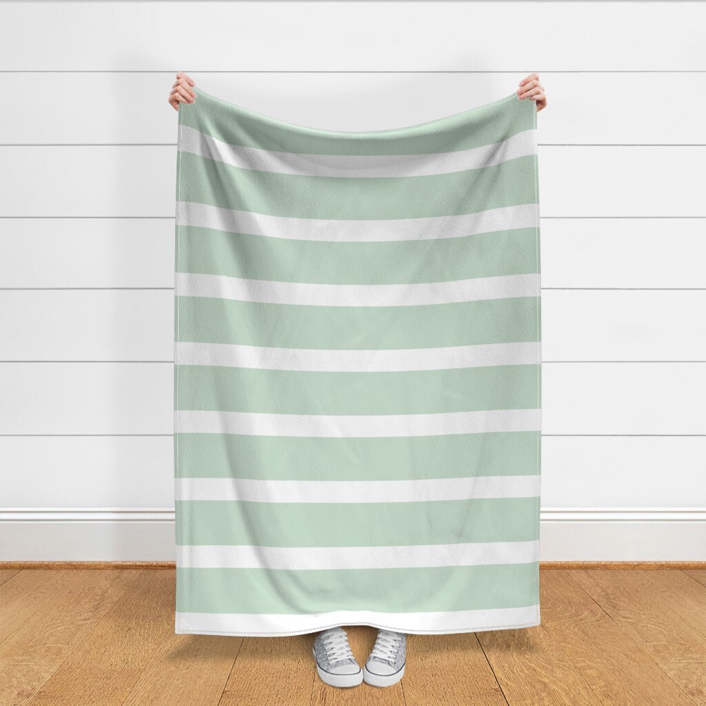 Green Stripe Throw Blanket Wide Stripe Sea Foam Green de Etsy