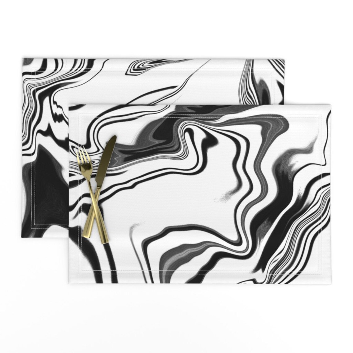 Black And White Placemats Set of 2 Black And White Etsy