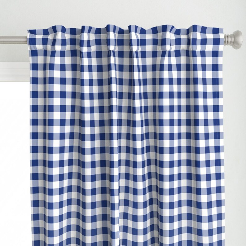 Gingham Curtain Panel Blue And White Gingham by Etsy