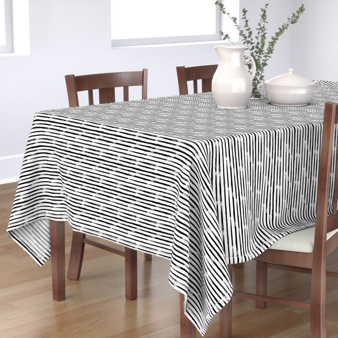 Black and White Tablecloth Black & White Stripes by - Etsy