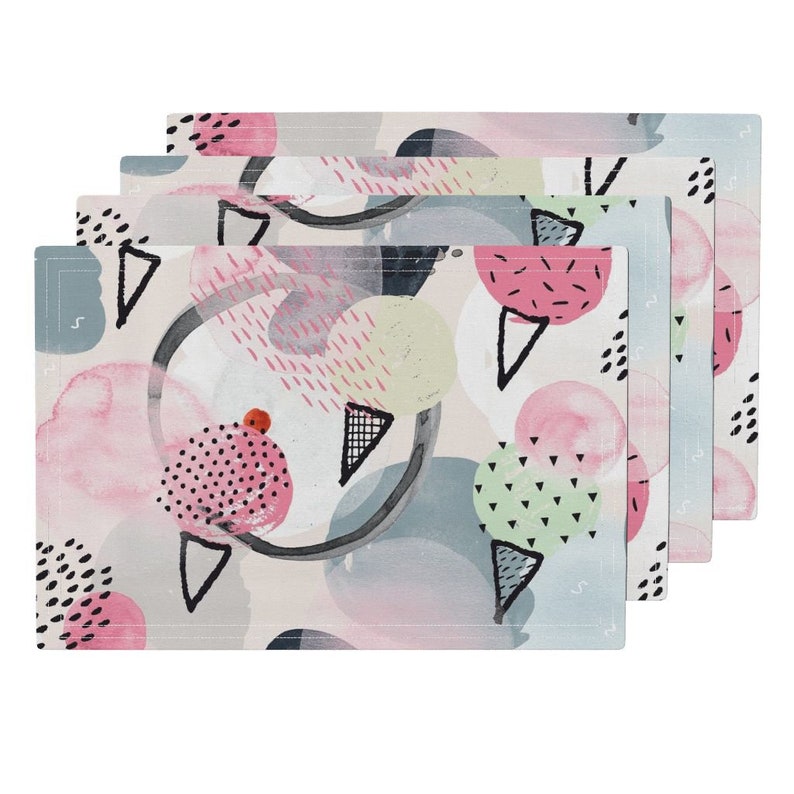 Watercolor Lamona Cloth Placemats Ice Cream Dream By Friztin Abstract Ice Cream Cloth Placemats Set of 4 by Roostery with Spoonflower