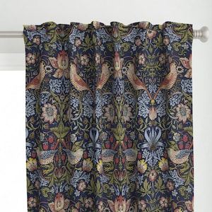 Victorian Curtain Panel - Strawberry Thief Large by peacoquettedesigns - Floral Garden William Morris Custom Curtain Panel by Spoonflower
