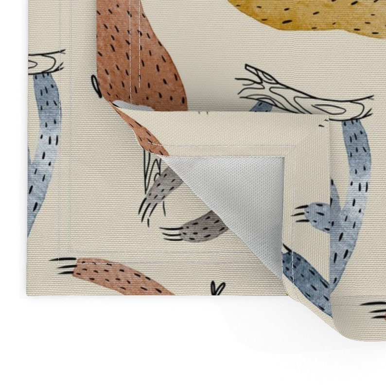 Watercolor Sloths Placemats Set of 2 Sloths With Love by daria_nokso Safari Animals Gender Neutral Love Cloth Placemats by Spoonflower image 4