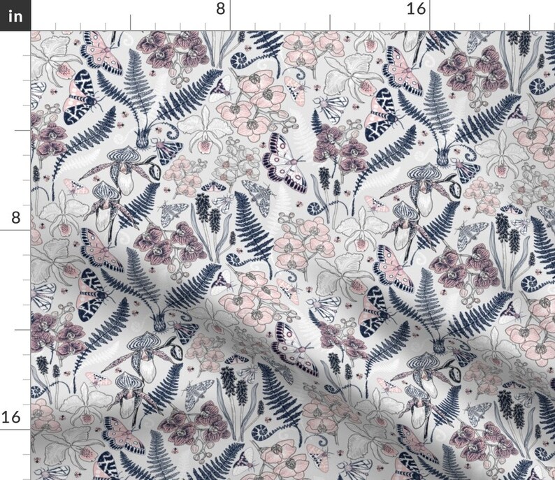 Moths Butterflies Cloth Napkins by Spoonflower Orchid Florals Dinner Napkins Set of 2 - Orchid Botanical Study by helenpdesigns