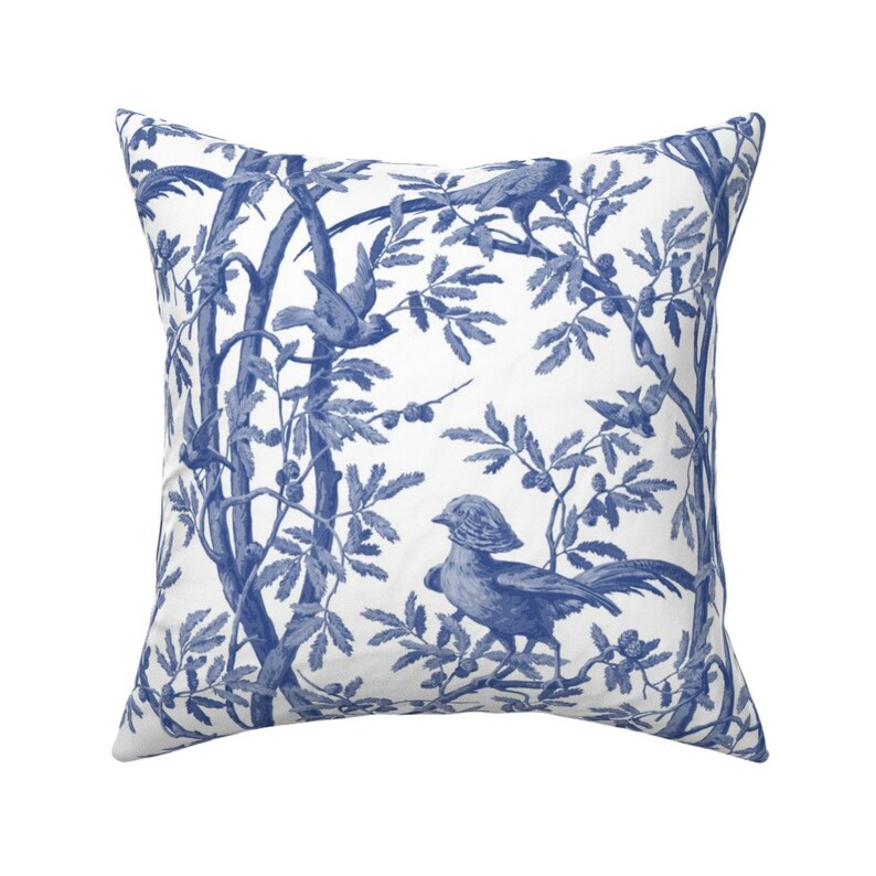 Blue Chinoiserie Throw Pillow Pheasant Chinoiserie Delft by Etsy