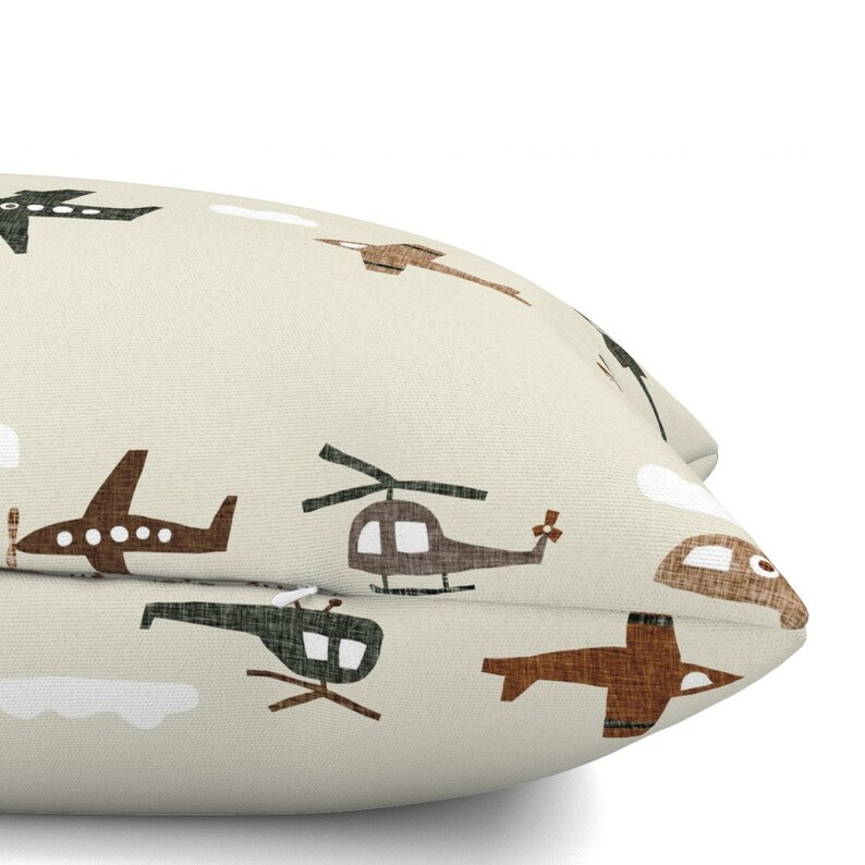 Boho Airplanes Lumbar Pillow - Helicopters Neutral Beige Whimsical Cute Rectangle Accent Throw Pillow - Planes On Sand by ivieclothco image 5