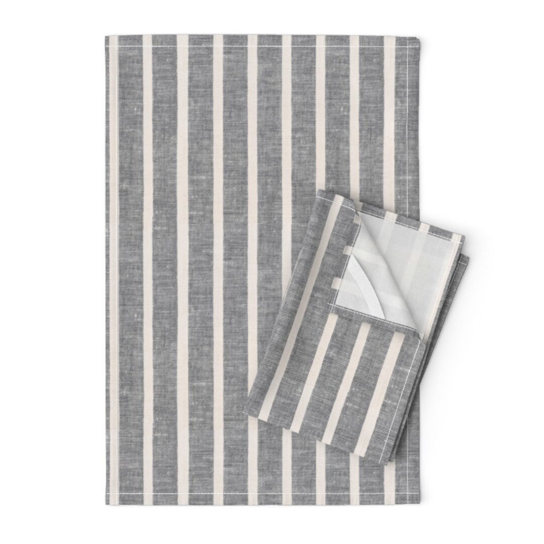 Cream Tea Towels set of 2 Gray Linen Towel Vertical by Etsy UK