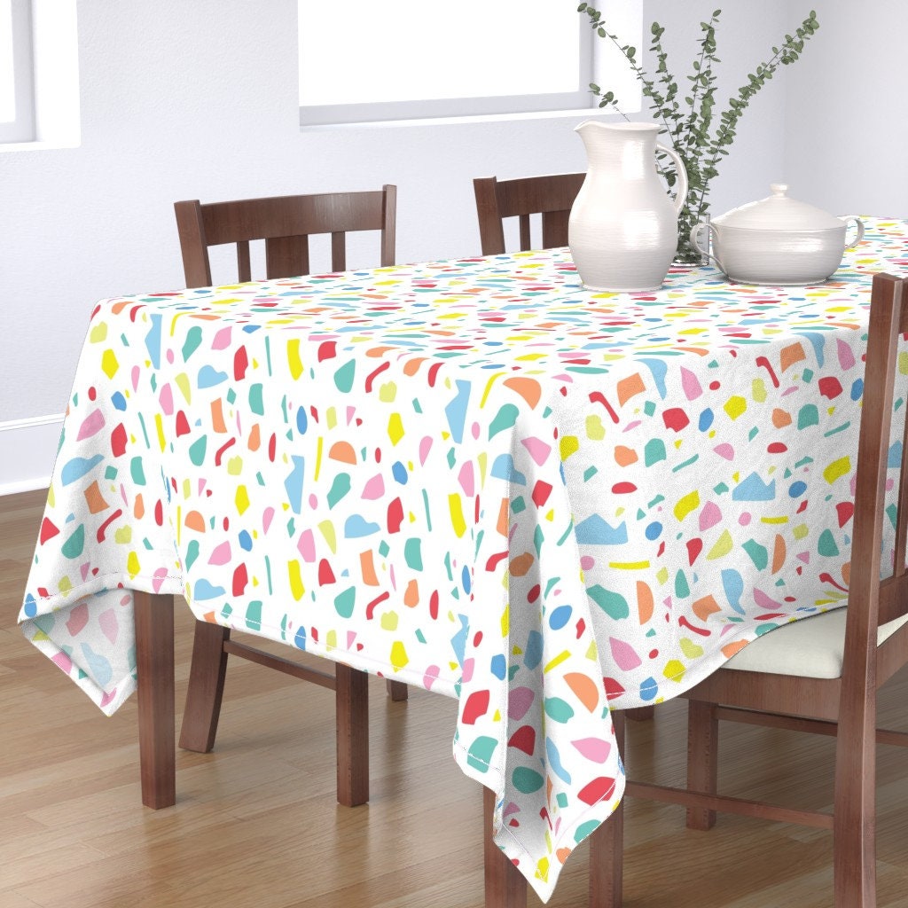 Nappe Terrazzo Pieces - By Stitchpress Sol Broken Floor White Cotton Sateen Nappe Spoonflower