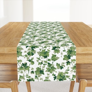 Ivy Leaves Table Runner - English Ivy  by peacoquettedesigns - Botanical English Ivy Vines Cotton Sateen Table Runner by Spoonflower