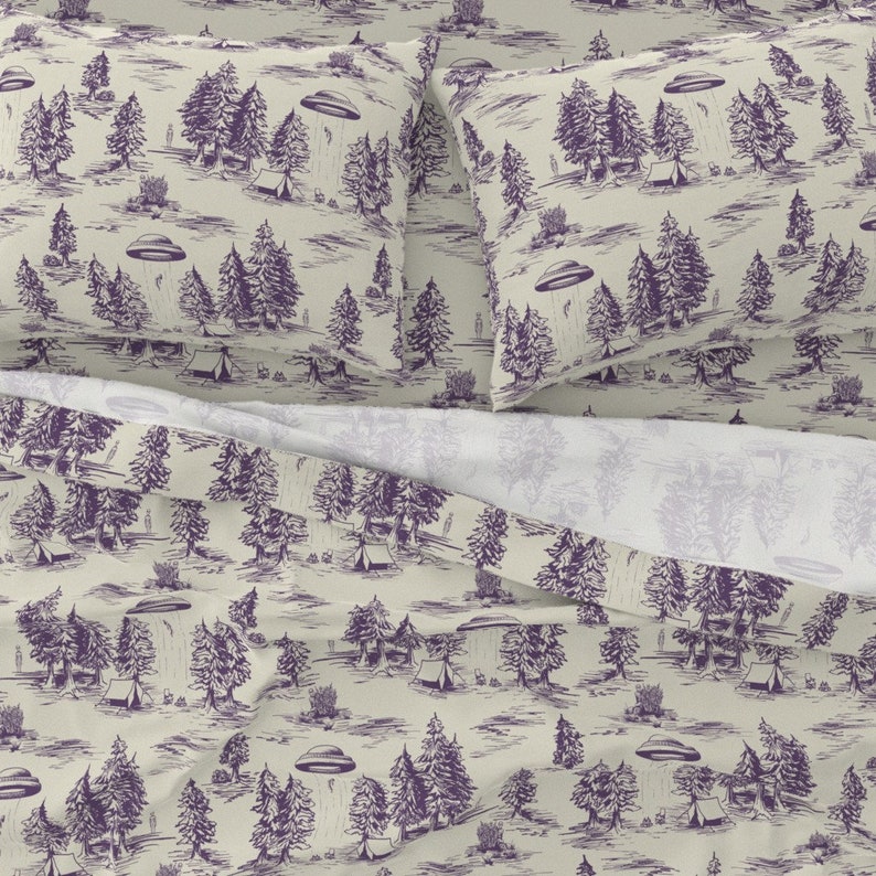 Alien Toile Sheets Purple Alien Abduction Toile De Jouy by Etsy