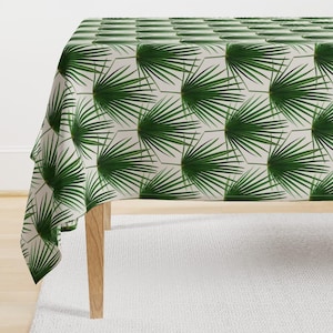 Palm Leaves Tablecloth - Simple Palm Leaf Geometry by micklyn - Tropical Jungle Garden Botanical Cotton Sateen Tablecloth by Spoonflower