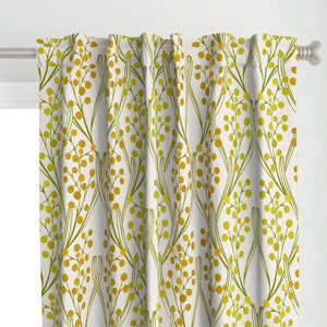 Art Nouveau Curtain Panel - Golden Wattle by caela_bee_designs - Botanical Damask 1920s Style Art Deco Custom Curtain Panel by Spoonflower