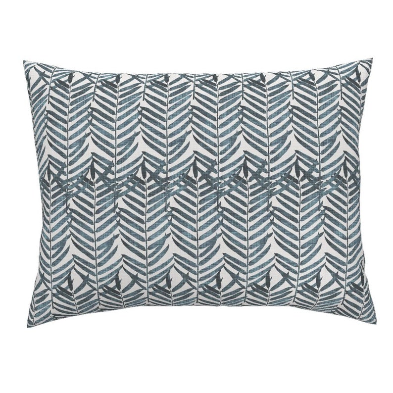 Modern Botanical Cotton Sateen Pillow Sham Bedding by Spoonflower Boho Pillow Sham Luxe Palm Leaf In Indigo by nouveau/_bohemian