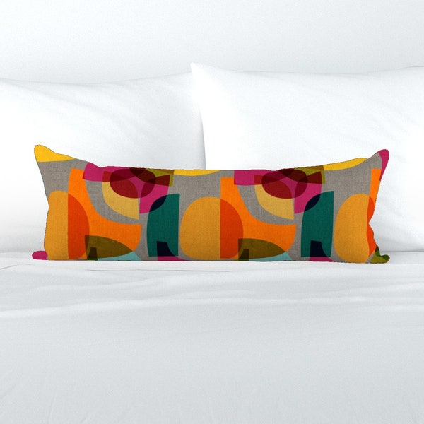 Midcentury Modern XL Lumbar Pillow - Kaleidoscope by ceciliamok - Bright Geometric Extra Large Rectangle Lumbar Pillow by Spoonflower