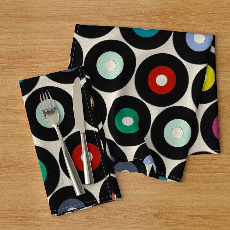 Vinyl Record Dinner Napkins set of 2 Vinyl by Scrummy Etsy