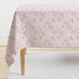 Valentines Day Tablecloth - Rosy Pink Hearts by hipkiddesigns - Hearts Love Kisses Blush Pink  Cotton Sateen Tablecloth by Spoonflower