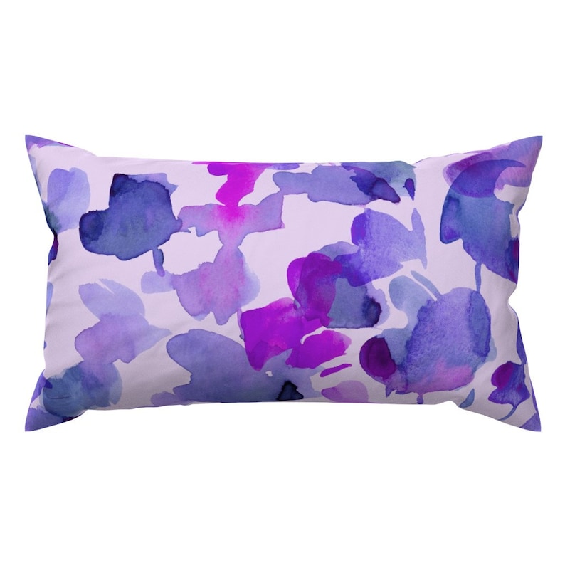 Watercolor Purple Sweet Pea Abstract Rectangle Lumbar Throw Pillow by Spoonflower Flowers Accent Pillow Sweet Pea Violet by c/_manning