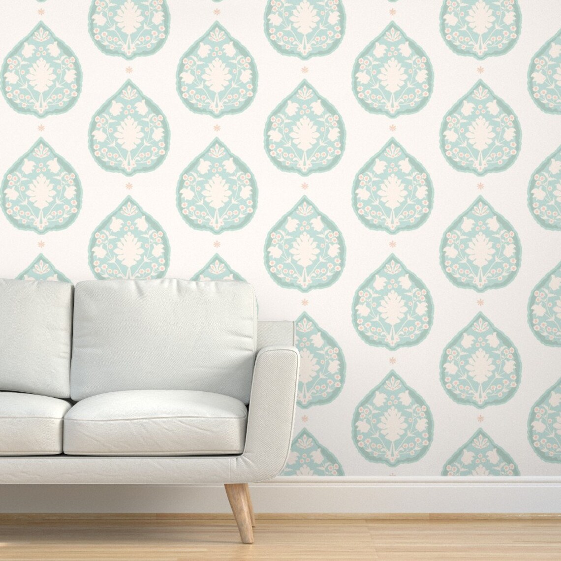 Mint Green Paisley Wallpaper Heritage Mint Boteh by Etsy