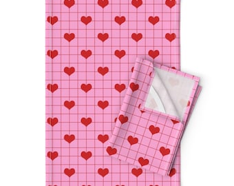 - Lovecore Heart Grid In Pink by yesterdaycollection Pink Retro Holiday Cloth Napkins by Spoonflower Love Grid Dinner Napkins Set of 2