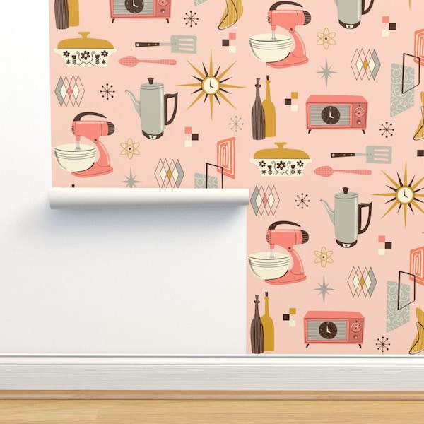 Retro Kitchen Wallpaper - Etsy