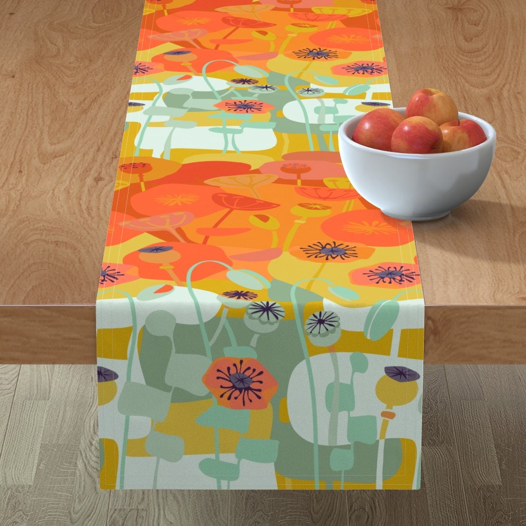 Orange Koralle Rost Tischläufer Mohnblumen Continuous Orange | Etsy