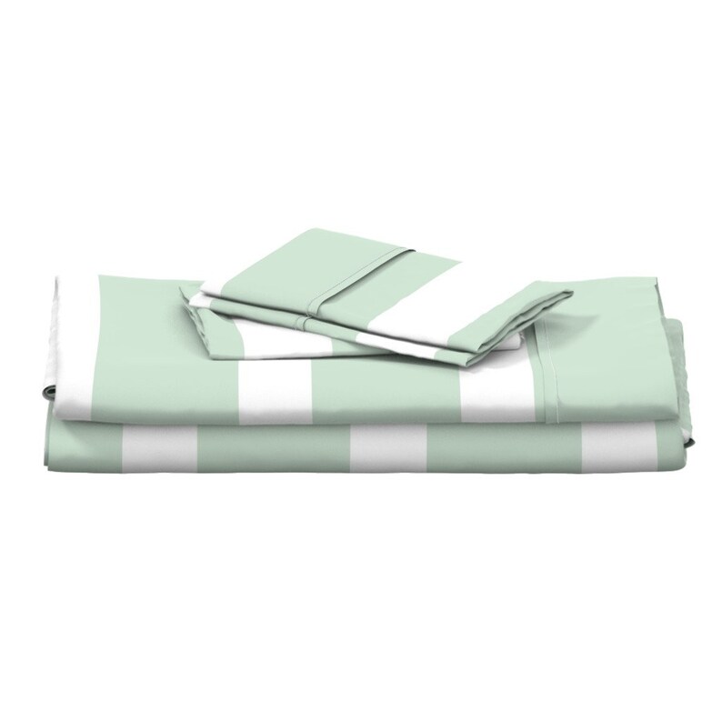 Green Stripe Sheets Wide Stripe Sea Foam Green by Etsy
