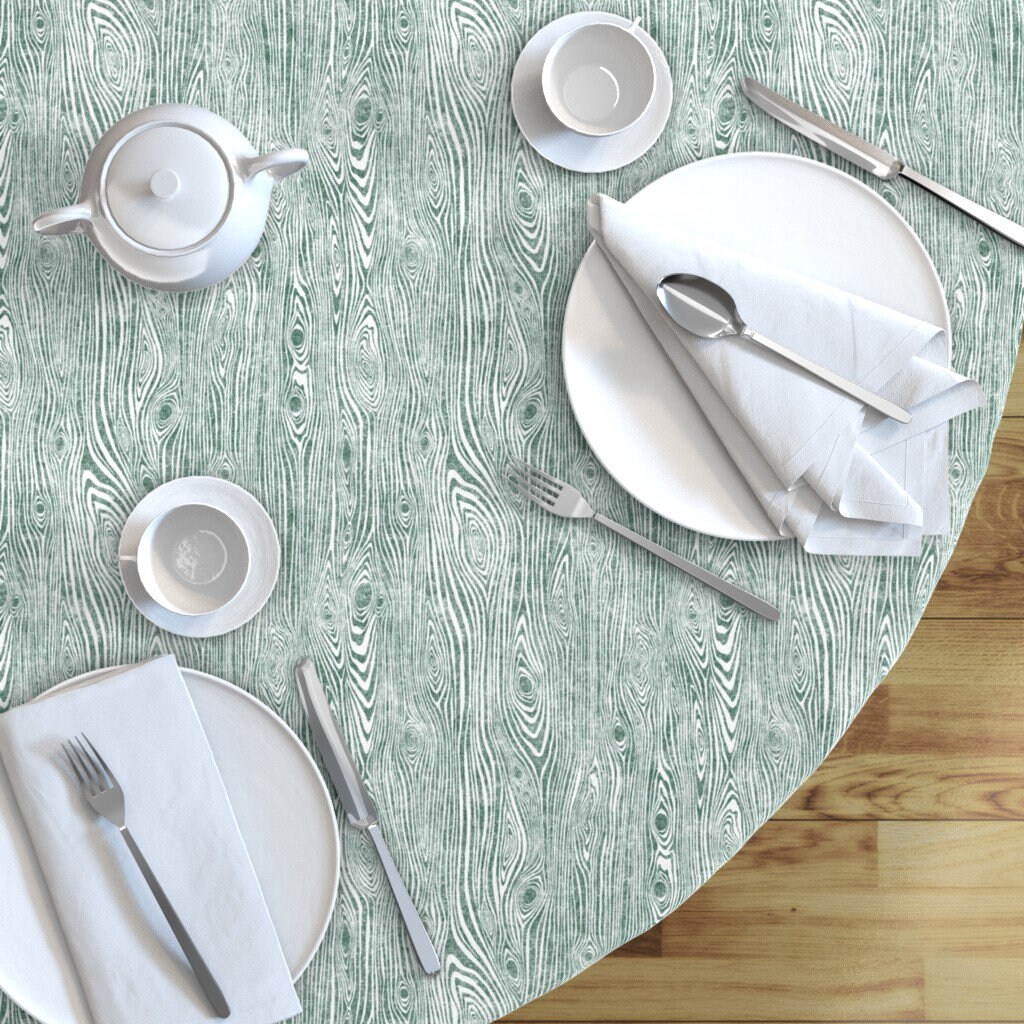 Rustic Round Tablecloth Woodgrain Dark Green Driftwood by Etsy