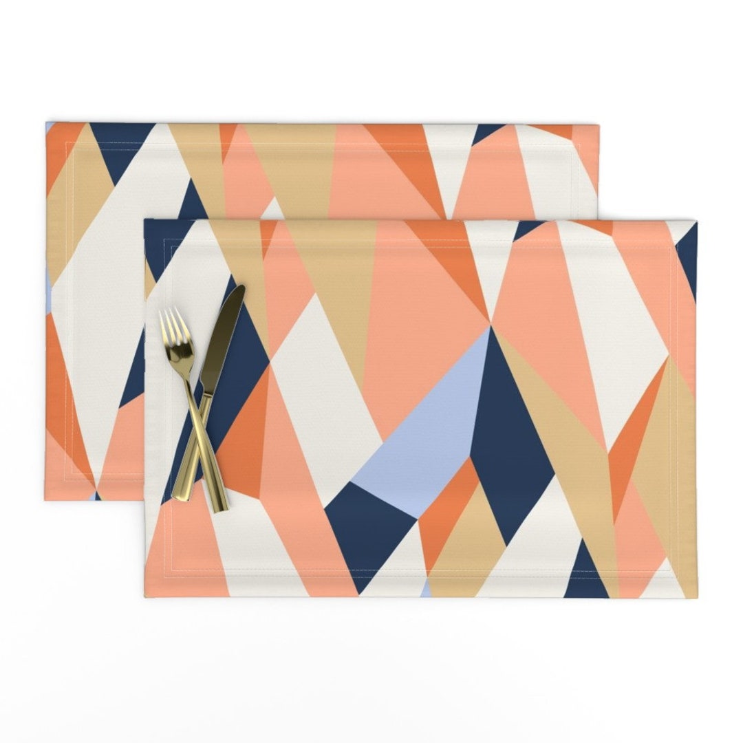 Modern Placemats set of 2 Moderne Geometric Wallpaper and Fabric by