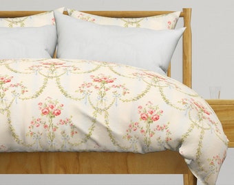 Feminine Floral Bedding - The Elysee  by peacoquettedesigns - Vintage Victorian  Cotton Sateen Duvet Cover OR Pillow Shams by Spoonflower