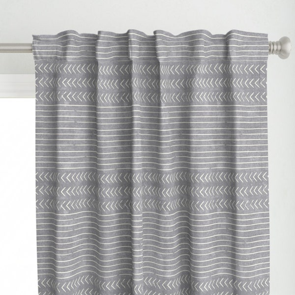 Gray And Ivory Curtain Panel - Gray Stripes by littlearrowdecor - Chevron Stripe Abstract Geometric Custom Curtain Panel by Spoonflower