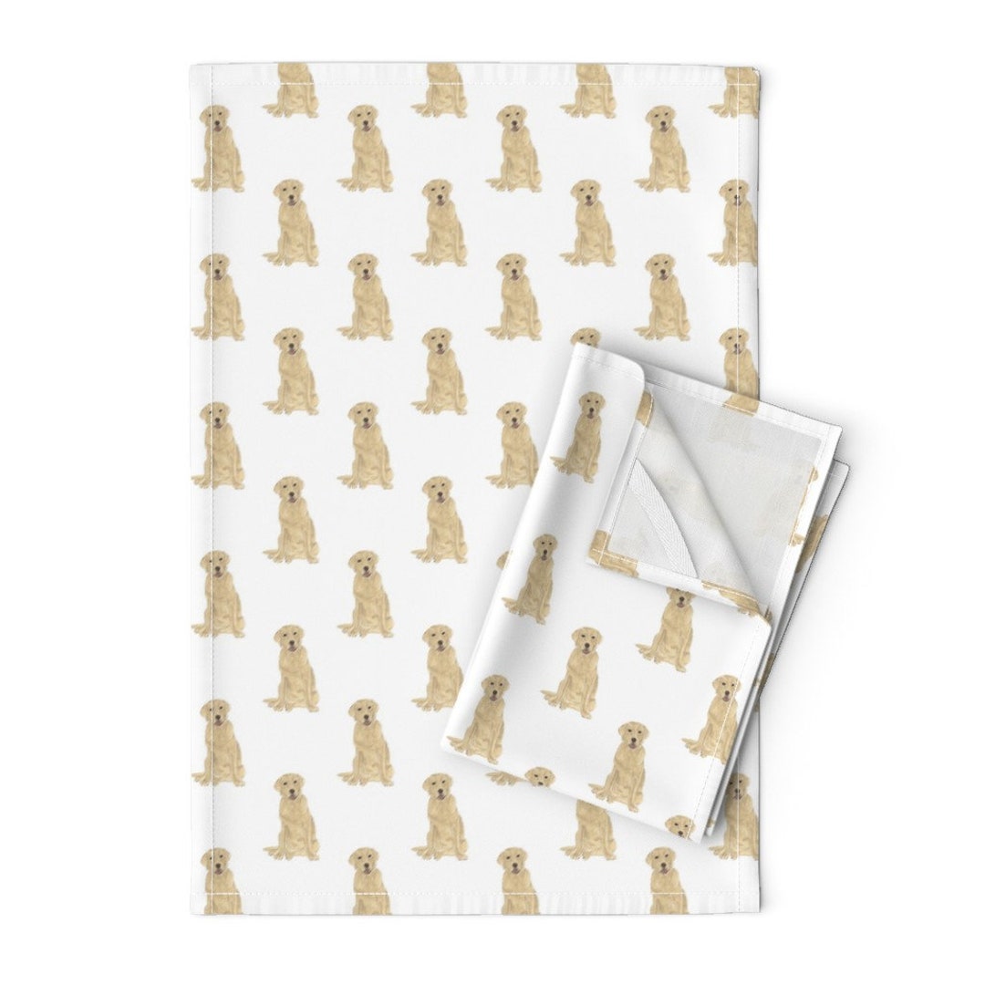 Illustrated Labradors Tea Towels set of 2 Yellow Labrador by