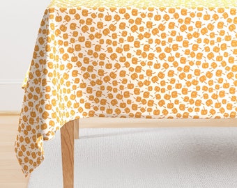 Tiny Pumpkins Tablecloth - Pumpkin Toss On Cream by sunday_babes - Orange Holiday Autumn Fall Boo Cotton Sateen Tablecloth by Spoonflower