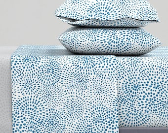 Geometric Sheets - Starburst Dots by katieosheadesign - Abstract Beach Nautical Ocean Modern Cotton Sateen Sheet Set Bedding by Spoonflower