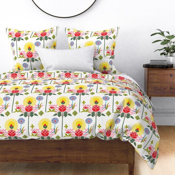 Scandinavian Duvet Cover Swedish Modern Floral by vinpauld Etsy