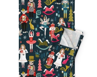 Christmas Tea Towels (Set of 2) - Nutcracker Ballet Holiday  by andrea_lauren - Nutcracker Holiday  Linen Cotton Tea Towels by Spoonflower