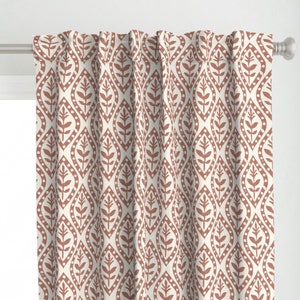 Neutral Ogee Curtain Panel - Molly's Terracotta by danika_herrick - Block Print Traditional Custom Curtain Panel by Spoonflower