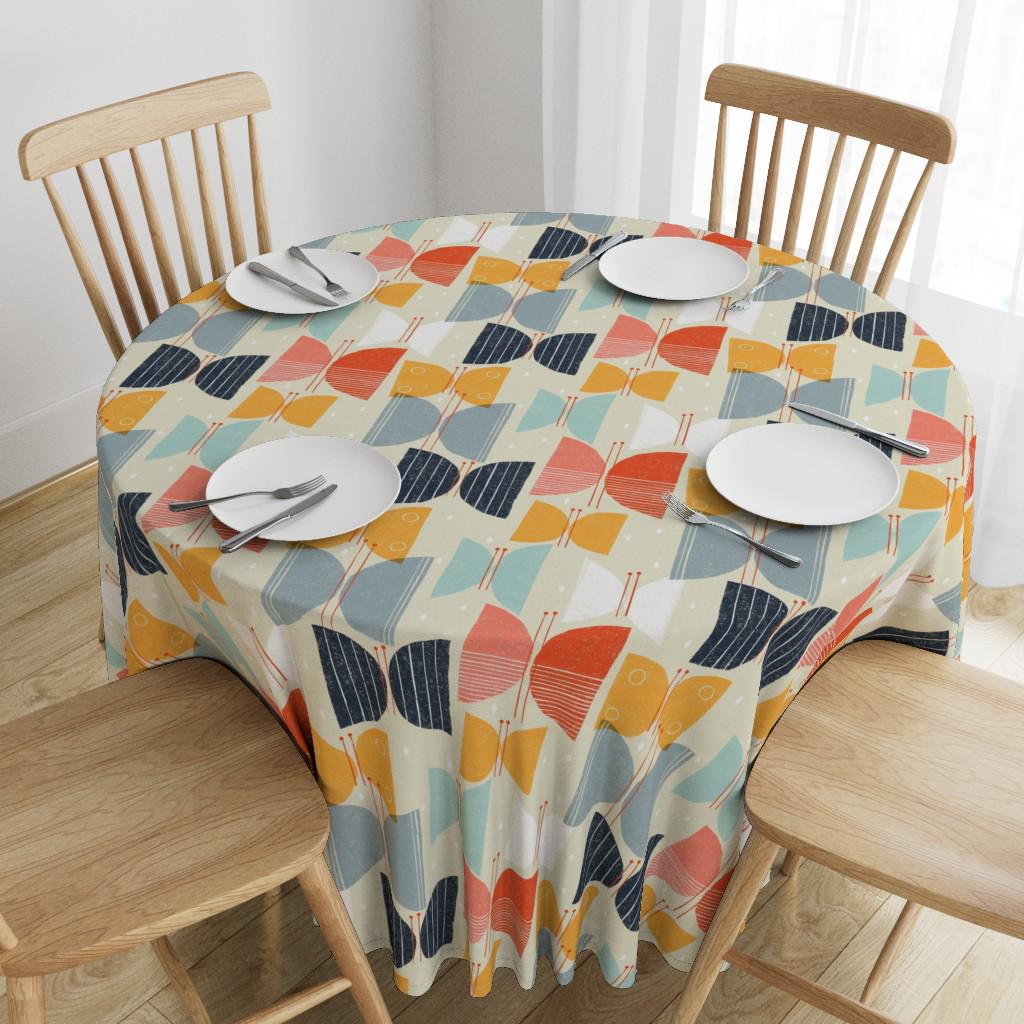 Tablecloth Yellow Insects Retro 1950s Tablecloth - Mod Butterflies Quinoa by Friztin - Mid ...