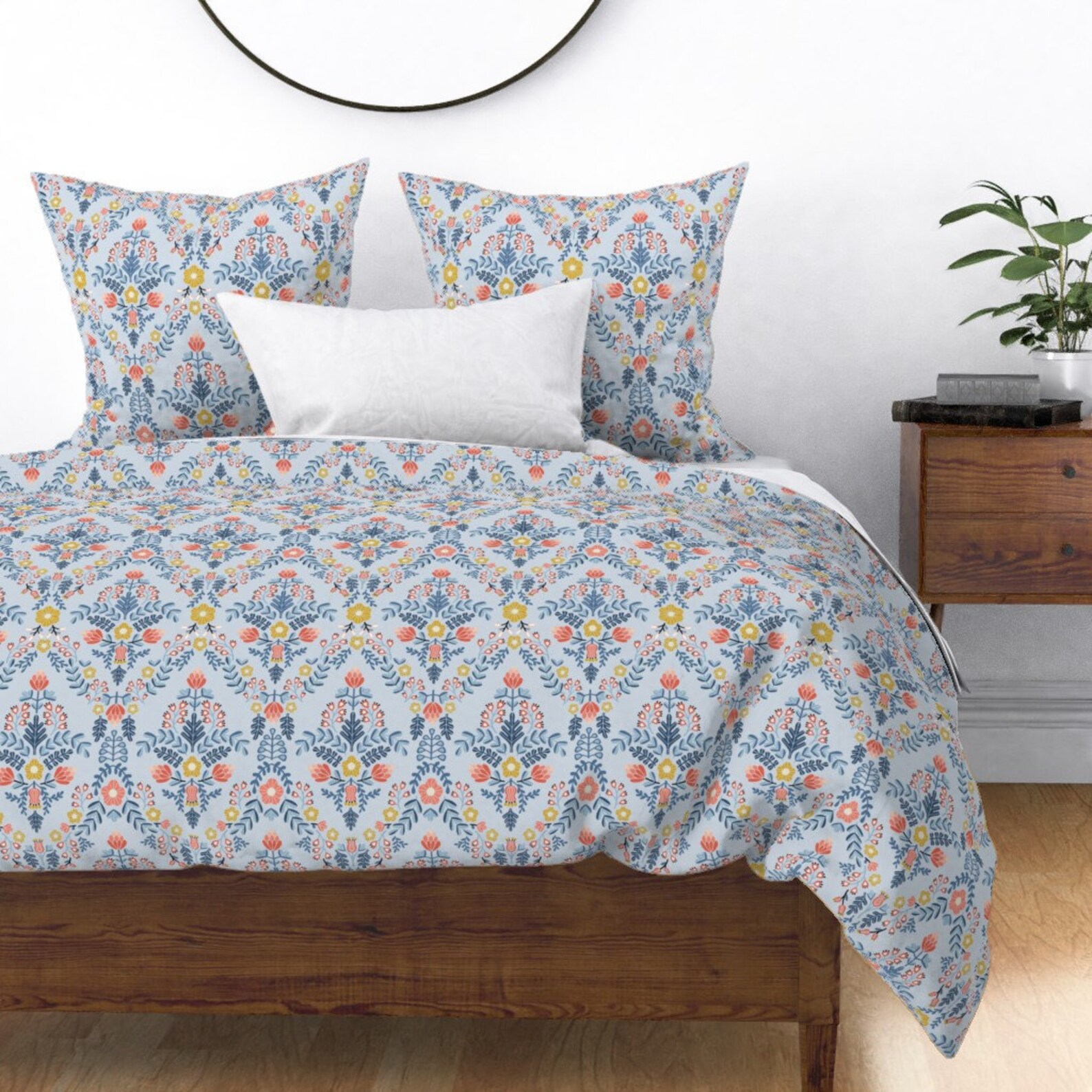 Scandi Style Floral Duvet Cover Scandinavian Damask by Etsy UK