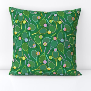 Tennis Racket Throw Pillow - Tennis Small by kimblissdesign - Court Sport  Exercise Athlete Decorative Square Throw Pillow by Spoonflower