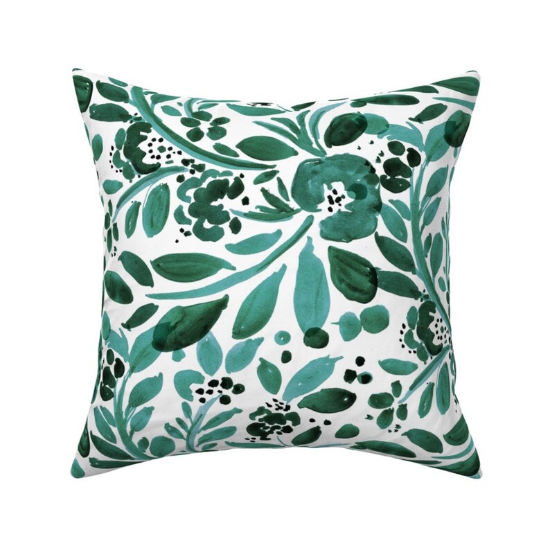 Green Throw Pillow Jadefloral by Crystal_walen Floral Etsy