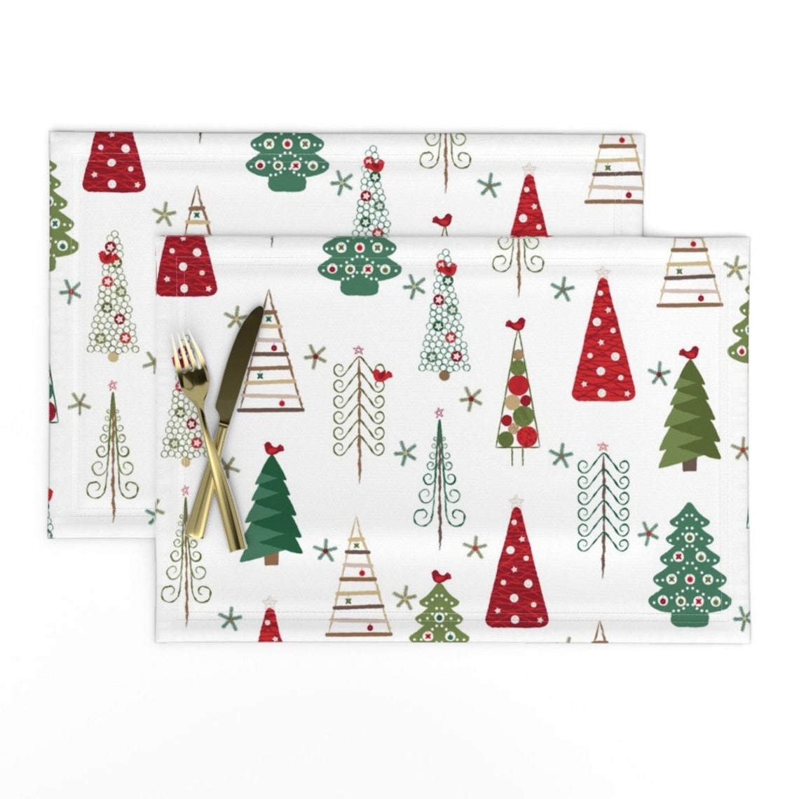 Mid Mod Christmas Placemats Set of 2 Scandinavian Etsy