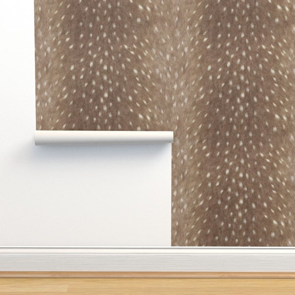 Deer Spots Commercial Grade Wallpaper - Soft Deer Taupe by willowlanetextiles - Fawn Animal Print  Wallpaper Double Roll by Spoonflower