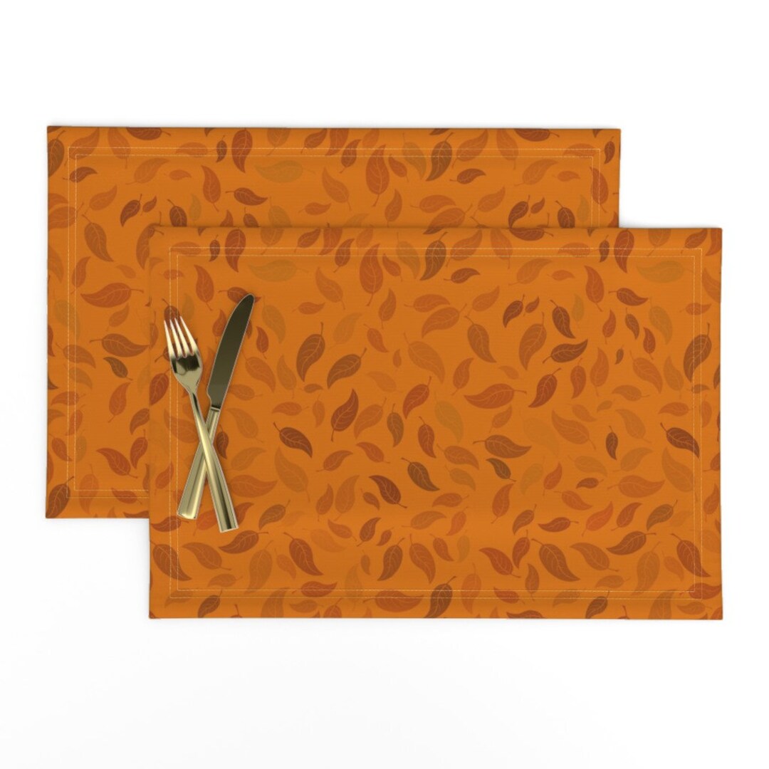 Burnt Orange Placemats set of 2 Autumn Botanicals by Carmenlessa Autumn