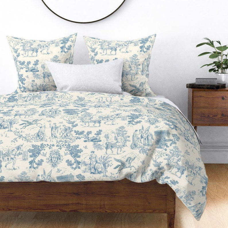 Ancient Greece Duvet Cover Greek Mythology Toile Blue by Etsy