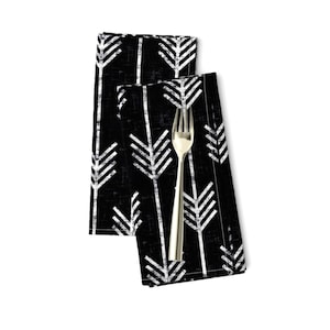 Boho Dinner Napkins (Set of 2) - Arrows In Chalk by holli_zollinger - Charcoal Gray White Bohemian Geometric Cloth Napkins by Spoonflower