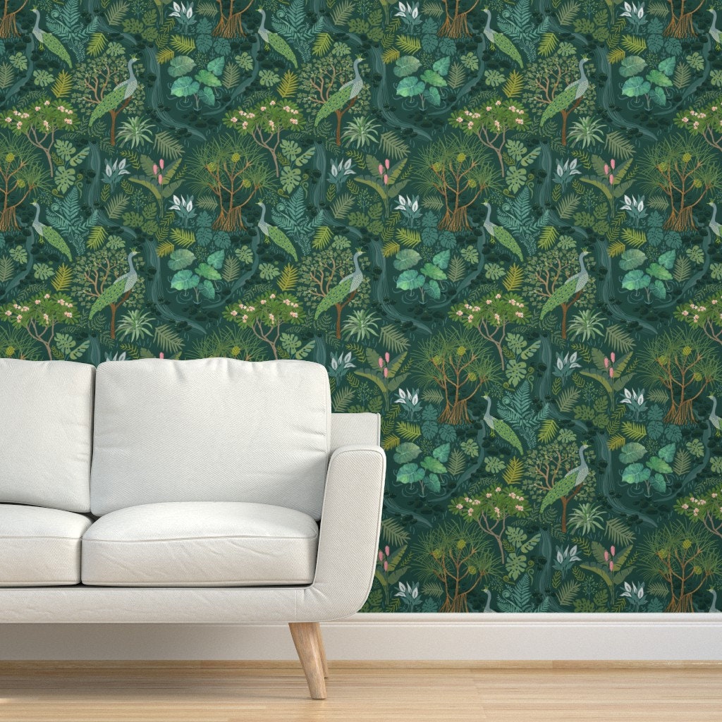 Tropical Woodland Wallpaper Hiking Hawaii by Honoluludesigns | Etsy