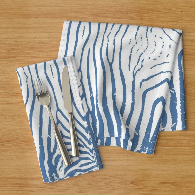Abstract Zebra Dinner Napkins Set of 2 Zebra Hide In Blue Etsy